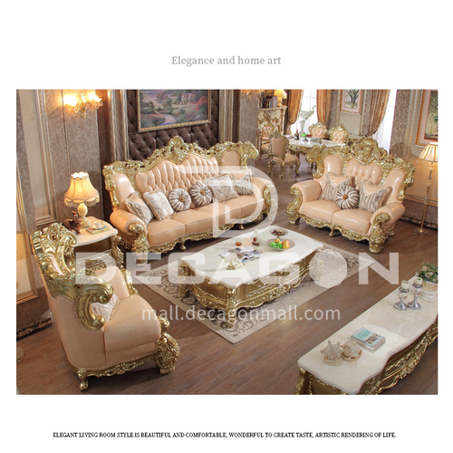 Lew 1701 European Style Living Room, European Leather Sofa Set